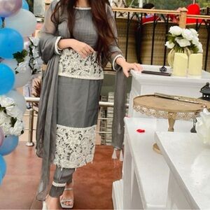 Embroidered shirt with duppata & trouser